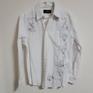 J Campbell White Embroidered Men's Shirt